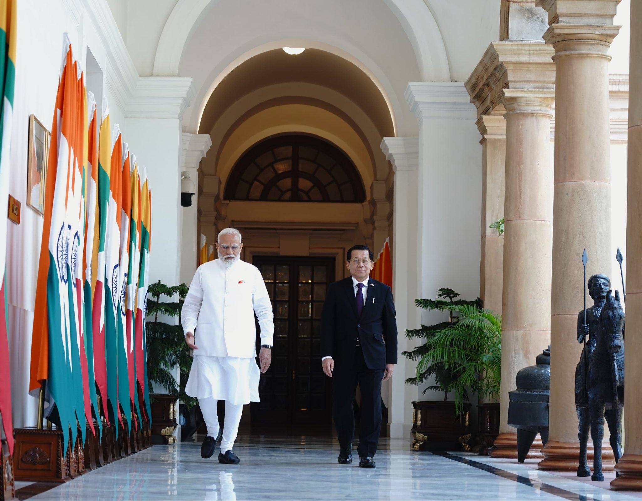 Myanmar President Meets Indian Prime Minister Modi